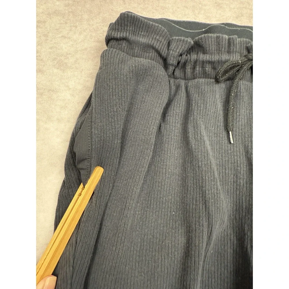 Gymshark Pants Mens Small Black Ribbed Joggers Stretch Knit Cuffed‎ Pockets Logo